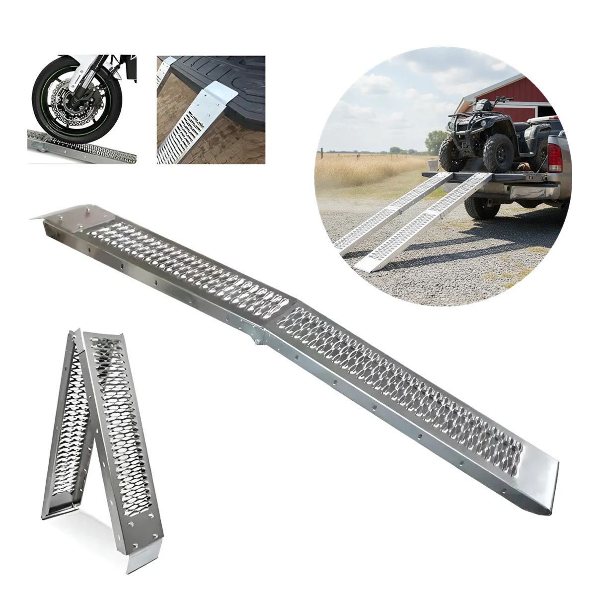 GENERICO - Rampa Para Cargar Motos O Quads Aluminio 195cm Plateado