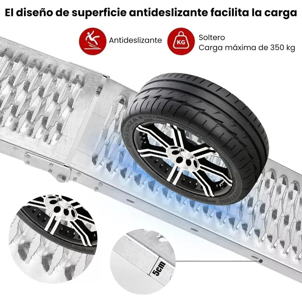 GENERICO - Rampa Para Cargar Motos O Quads Aluminio 195cm Plateado