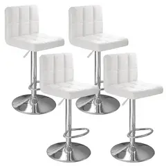 VIDITA - Pack 4 Silla Piso Bar Altura Regulable Taburete Bar Alto Con Respaldo Acolchado