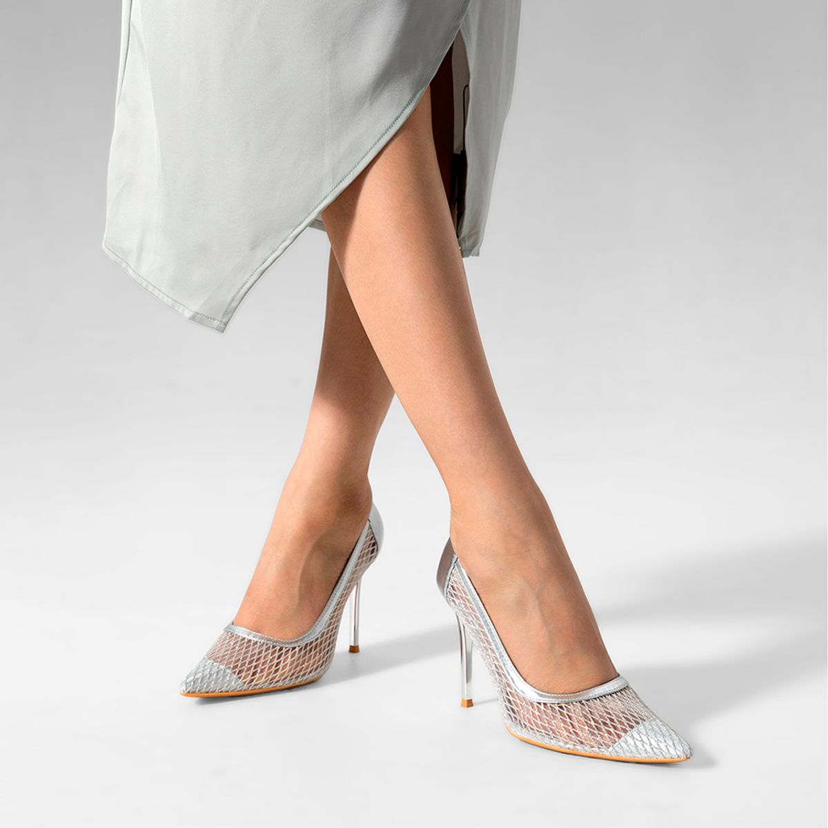 WEIDE - Zapato Taco Alto Elegante Malla Moda Mujer Weide GHE36