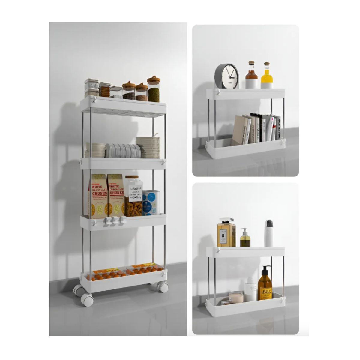 GENERICO - Estante Organizador Baño 4 Niveles Carrito Multifuncional Color Blanco