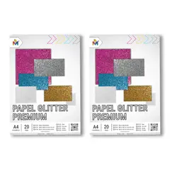 MALIK - Pack 2 Papel Decorativo Dazzling - 40 Hojas Blanco Premium