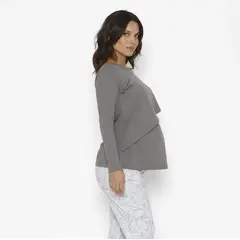 NALA - Pijama Lactancia Paz Manga Larga Jardín Gris Maternity