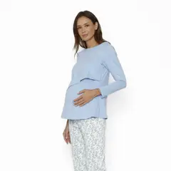 NALA - Pijama Lactancia Paz Manga Larga Jardín Azul Maternity
