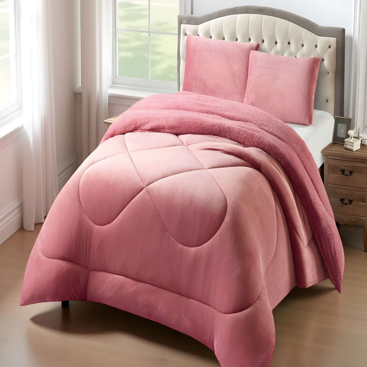 GENERICO - PLUMON  PLUSH CON CHIPORRO 2 PLAZAS ROSADO  230x250cm