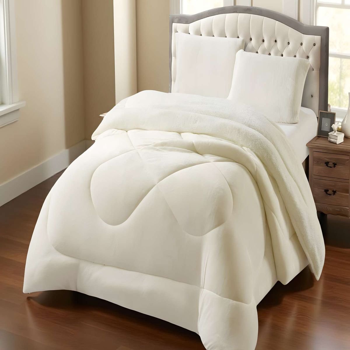 GENERICO - PLUMON  PLUSH CON CHIPORRO 2 PLAZAS BLANCO INVIERNO 230x250cm