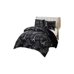 GENERICO - COBERTOR PLUSH CON CHIPORRO PLAZA Y MEDIA 180X200CM NEGRO C11