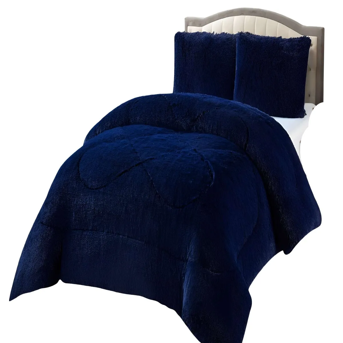 GENERICO - COBERTORES DE PELUDOS CON CHIPORRO 2 PLAZAS 230X250CM AZUL MARINO