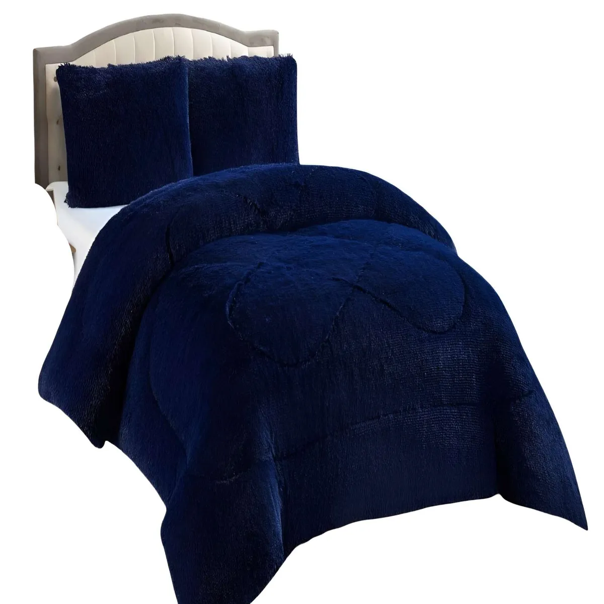 GENERICO - COBERTORES DE PELUDOS CON CHIPORRO 2 PLAZAS 230X250CM AZUL MARINO