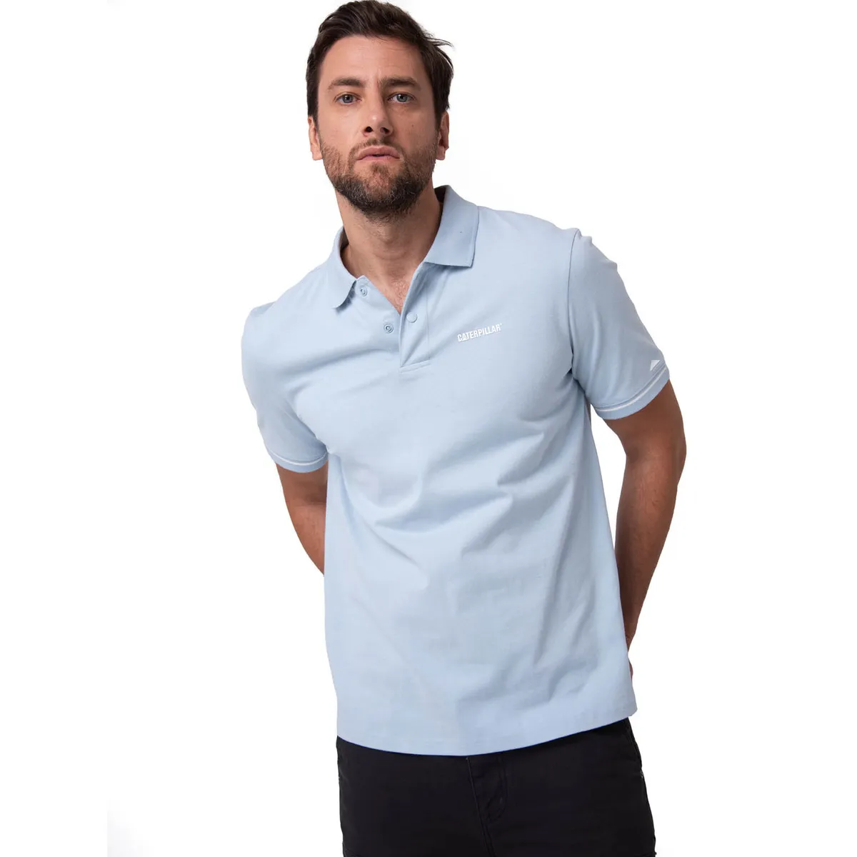 CAT - Polo Manga Corta Hombre Caterpillar Slim Celeste CAT