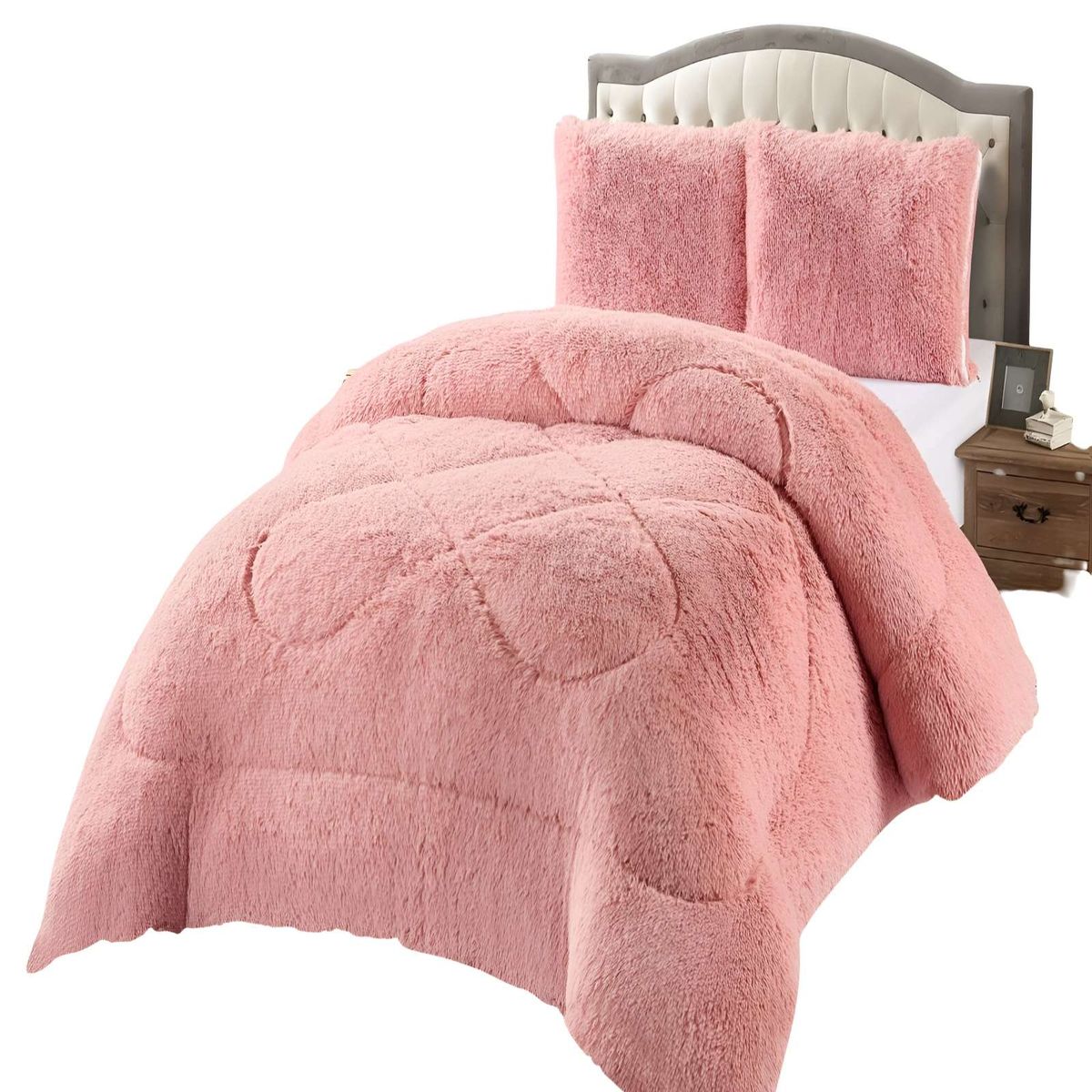 GENERICO - COBERTORES DE PELUDOS CON CHIPORRO KING 250X270CM ROSA
