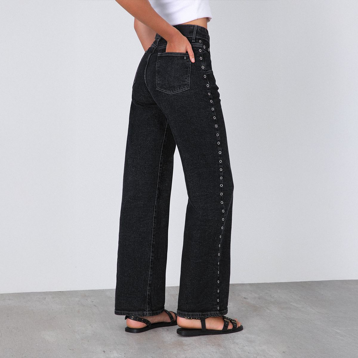 RAINDOOR - Pantalon Ojal Frontal Negro