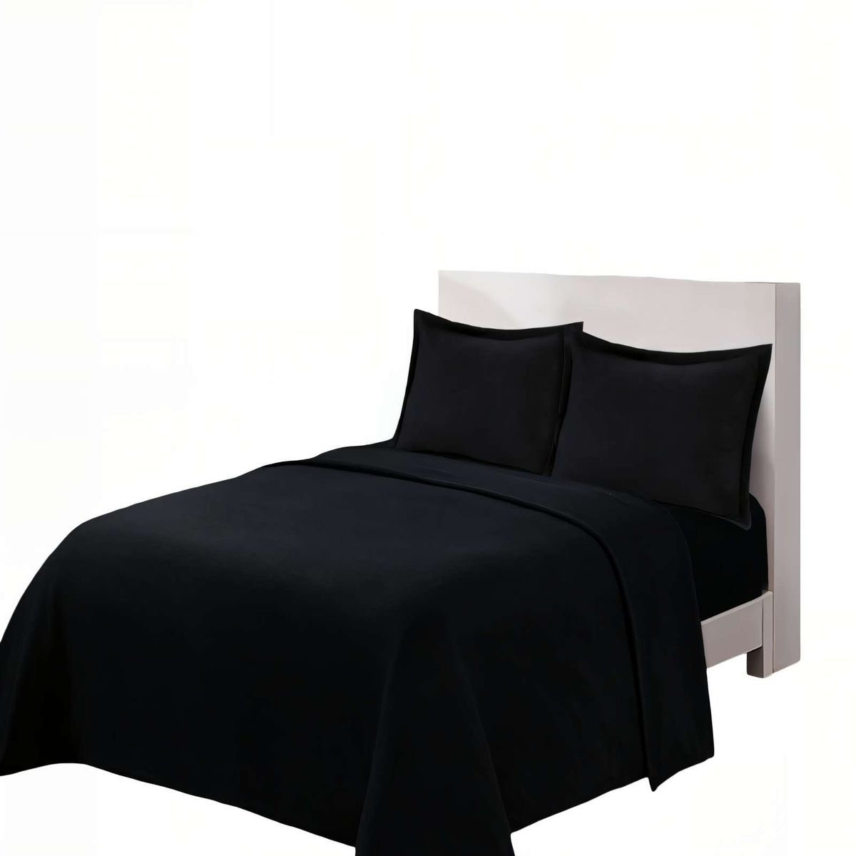 GENERICO - SABANA POLAR PREMIUM PLAZA Y MEDIA  COLOR NEGRO