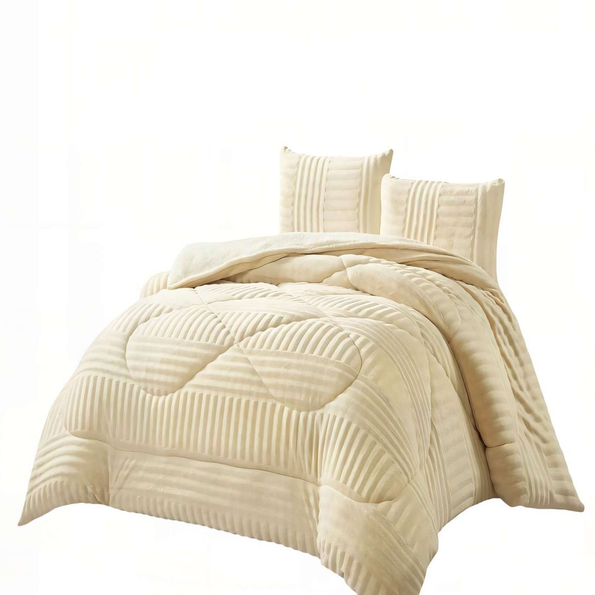 GENERICO - COBERTOR DE PELUDOS LECHE CON TEXTURA  KING COLOR BEIGE