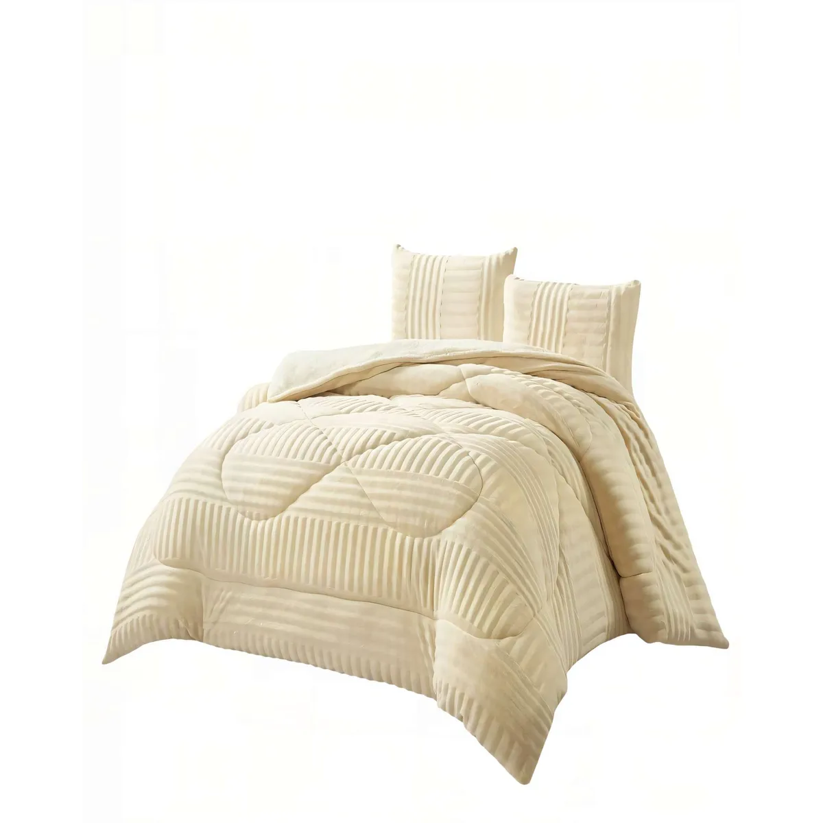 GENERICO - COBERTOR DE PELUDOS LECHE CON TEXTURA  KING COLOR BEIGE