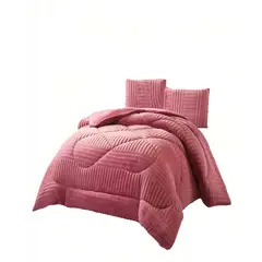 GENERICO - COBERTOR DE PELUDOS LECHE CON TEXTURA KING COLOR ROSADO