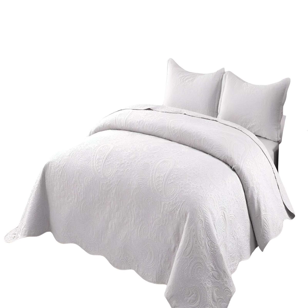 GENERICO - CUBRECAMA QUILT DE VERANO KING CON RELIEVE COLOR BLANCO