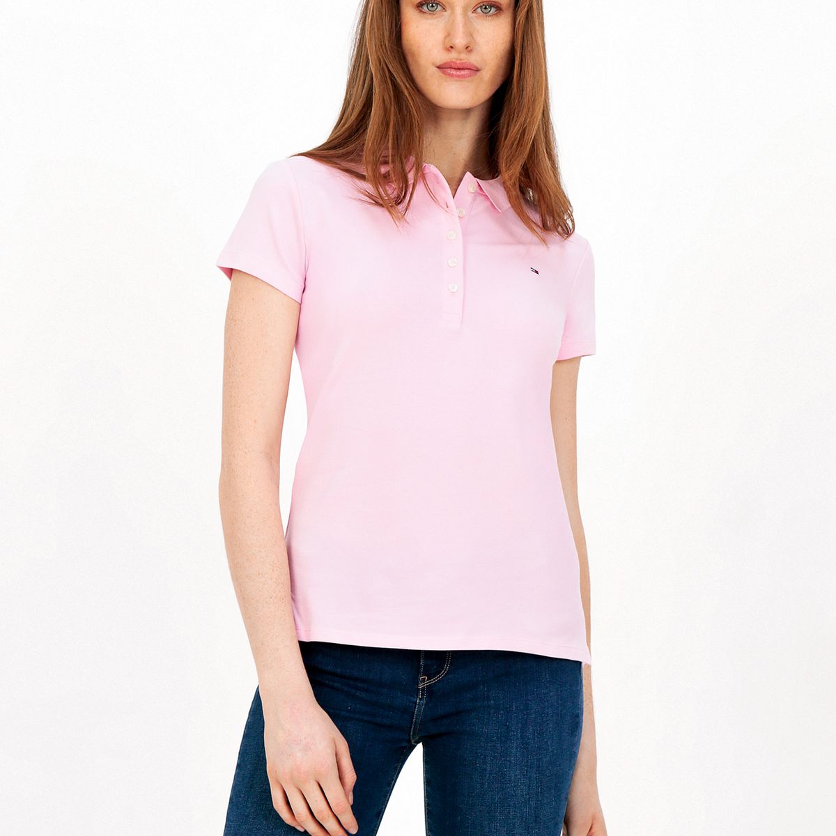 TOMMY HILFIGER - Polo Solid Slim Botones Rosado Tommy Hilfiger