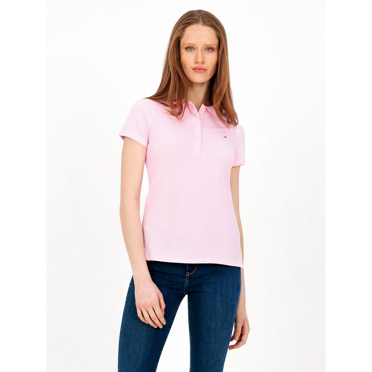 TOMMY HILFIGER - Polo Solid Slim Botones Rosado Tommy Hilfiger