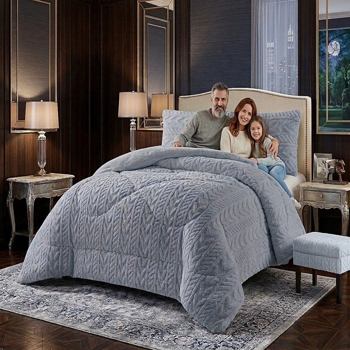 GENERICO - COBERTOR DE INVERNO TEXTURIZADO RM 2 PLAZAS CELESTE