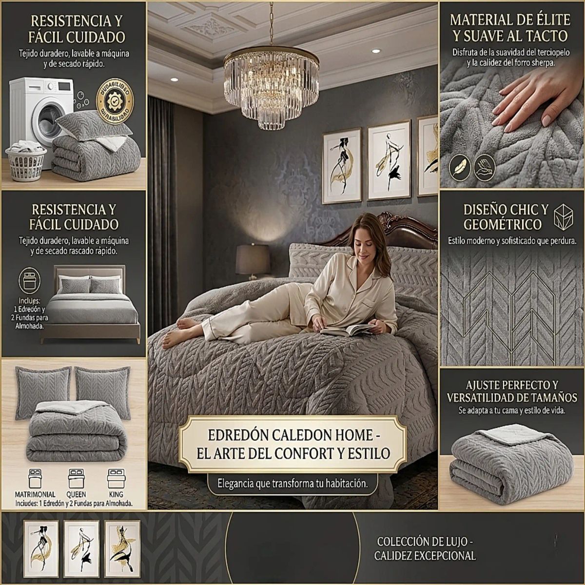 GENERICO - COBERTOR DE INVERNO TEXTURIZADO RM KING GRIS