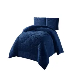 GENERICO - COBERTOR DE INVERNO TEXTURIZADA DISEÑO 01 PLAZA Y MEDIA AZUL OSCURO