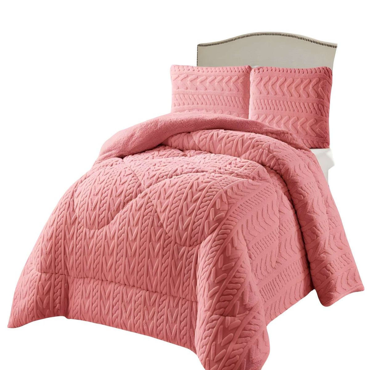 GENERICO - COBERTOR DE INVERNO TEXTURIZADA DISEÑO 01 KING ROSA