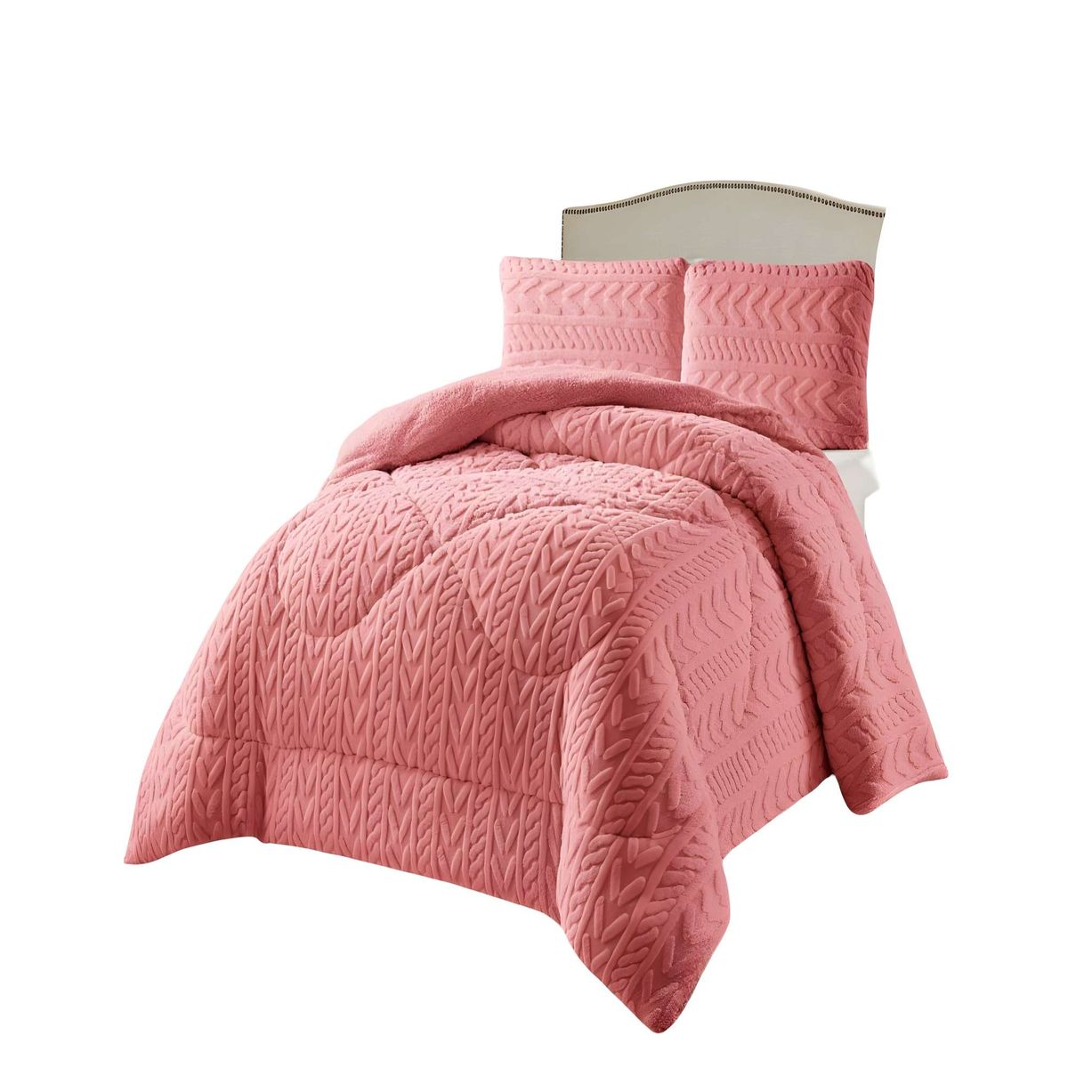 GENERICO - COBERTOR DE INVERNO TEXTURIZADA DISEÑO 01 KING ROSA