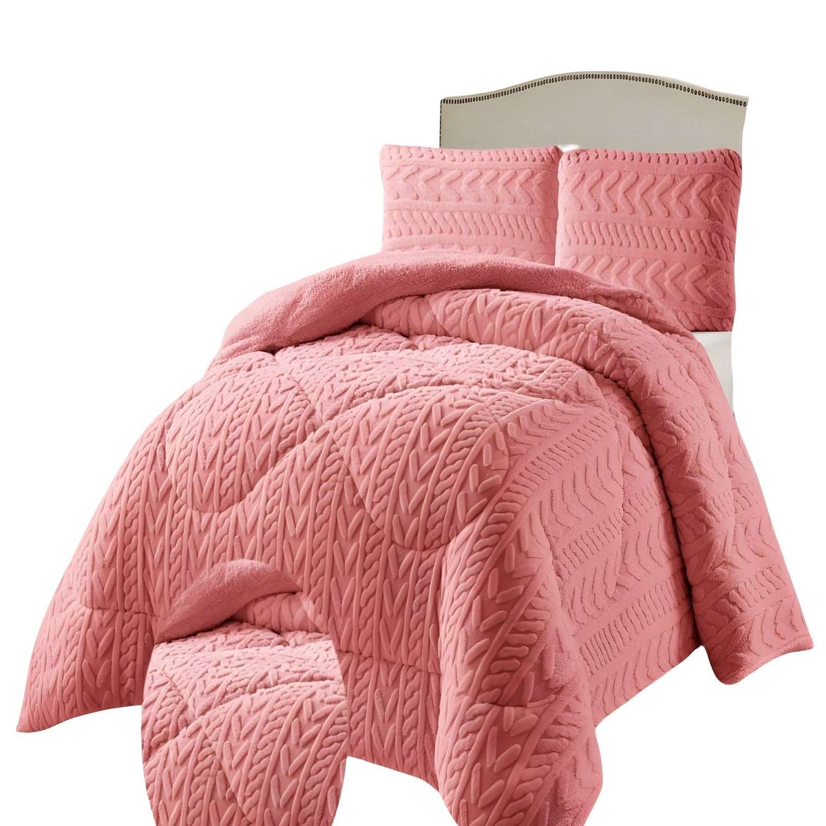 GENERICO - COBERTOR DE INVERNO TEXTURIZADA DISEÑO 01 KING ROSA