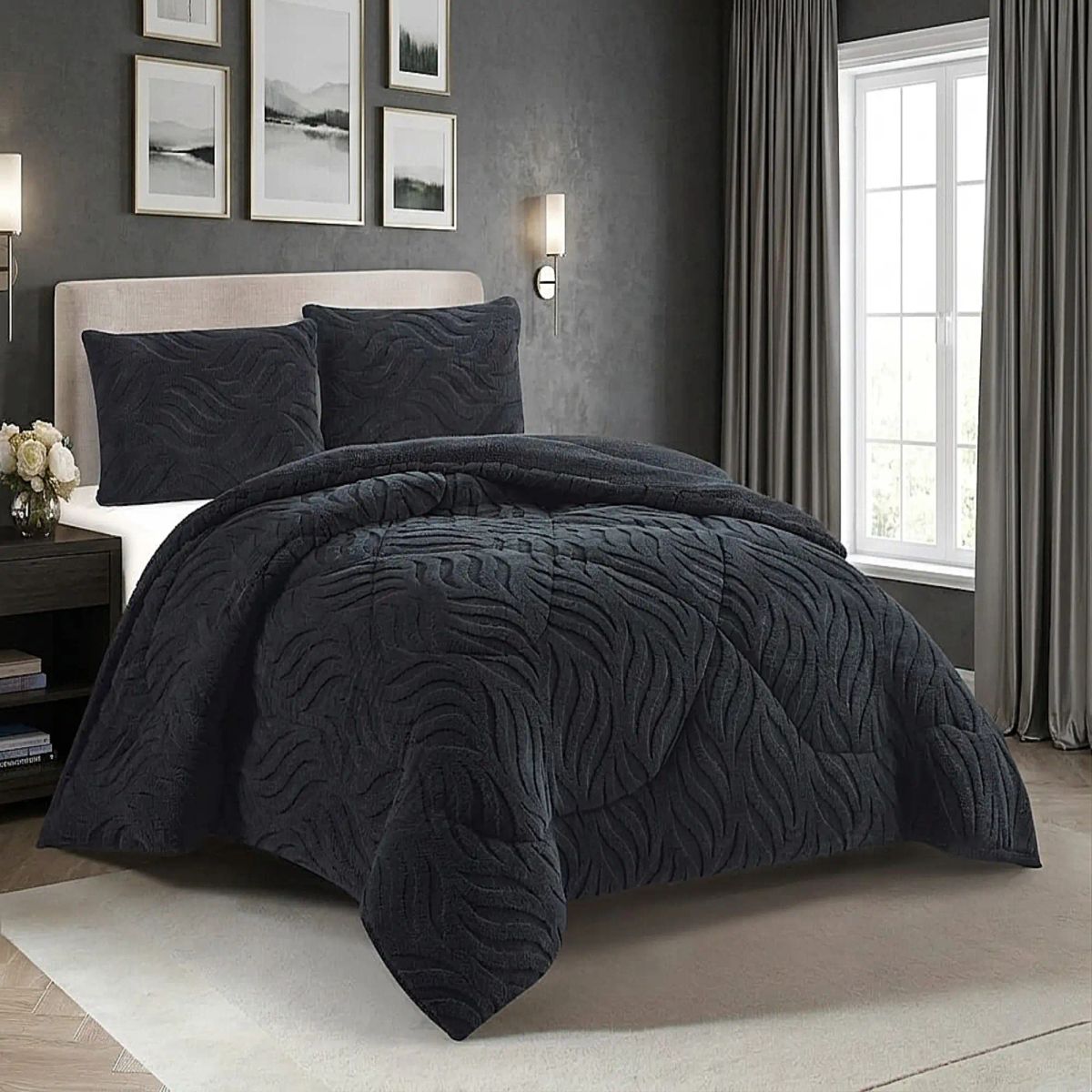 GENERICO - COBERTOR DE INVERNO TEXTURIZADO RB KING NEGRO