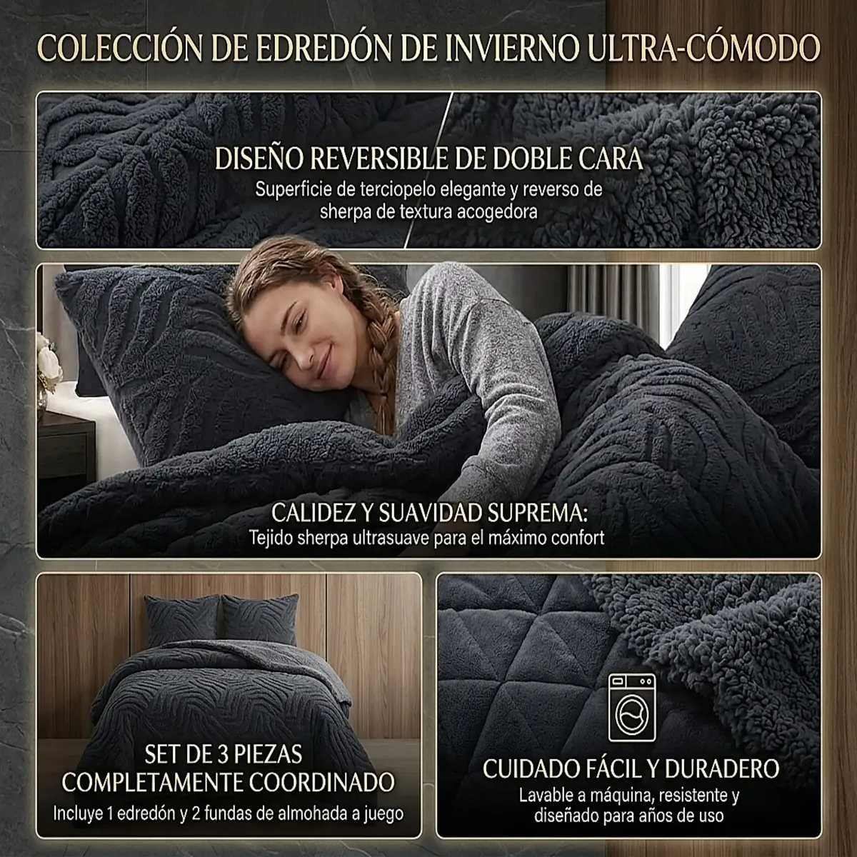 GENERICO - COBERTOR DE INVERNO TEXTURIZADO RB KING NEGRO