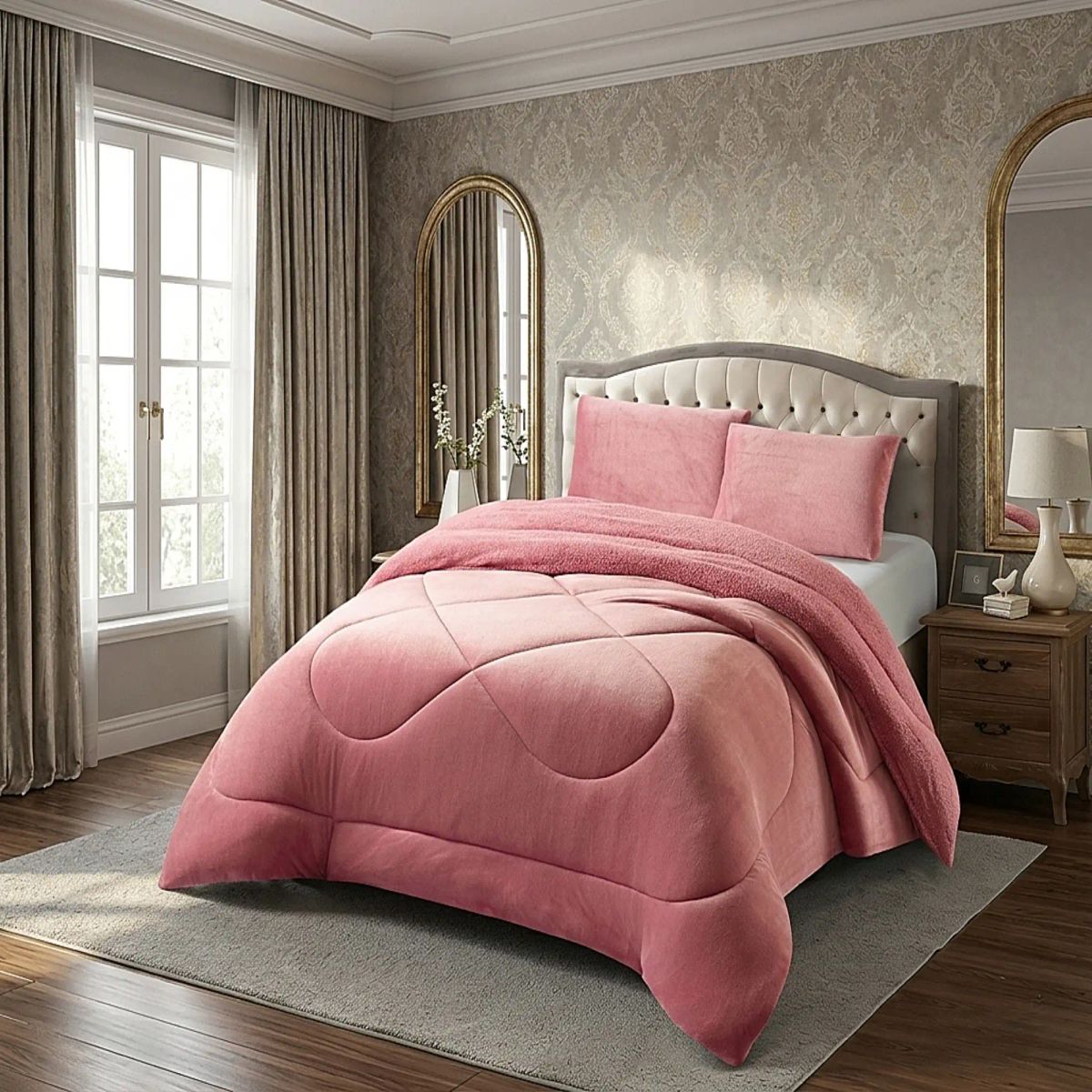 GENERICO - COBERTOR DE INVERNO PLUSH CON CHIPORRO CS 2 PLAZAS ROSADO