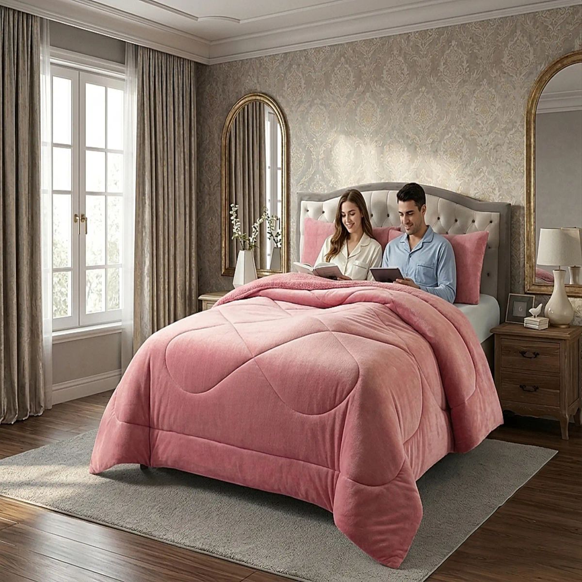 GENERICO - COBERTOR DE INVERNO PLUSH CON CHIPORRO CS 2 PLAZAS ROSADO