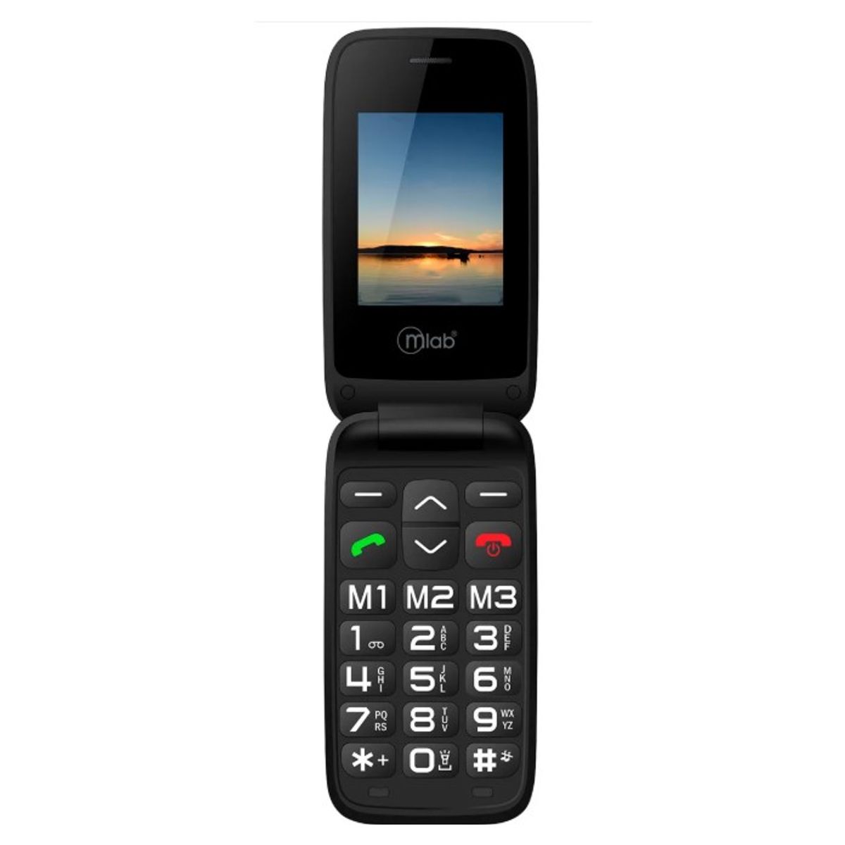 MLAB - Telefono Mlab Celular Adulto Mayor 4G Tipo Almeja Microlab Negro cod9204