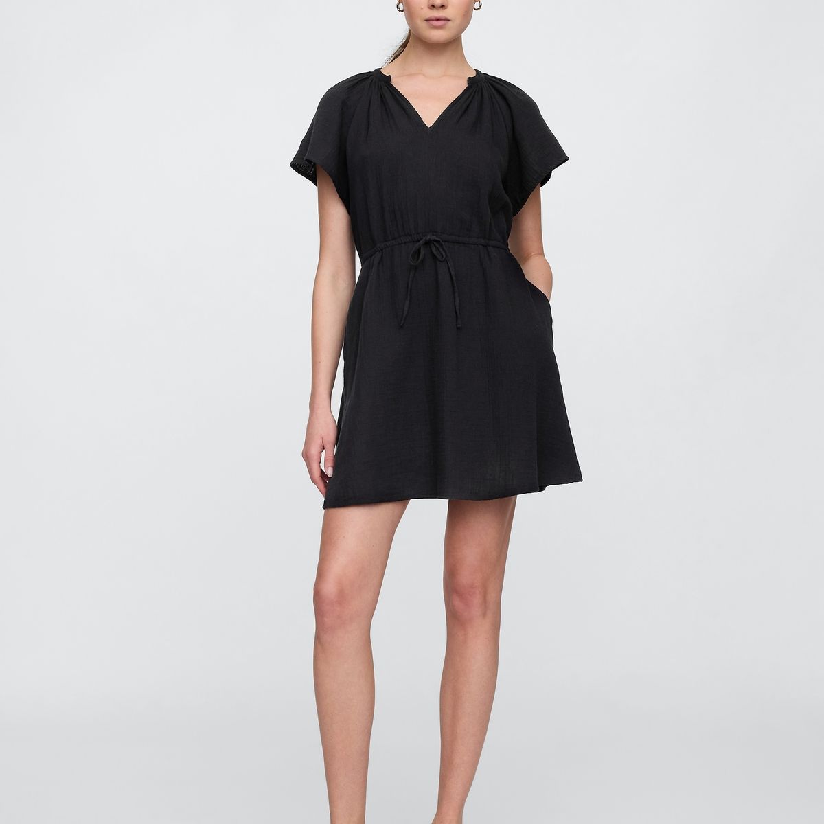 GAP - Vestido Mujer Gasa Negro Gap