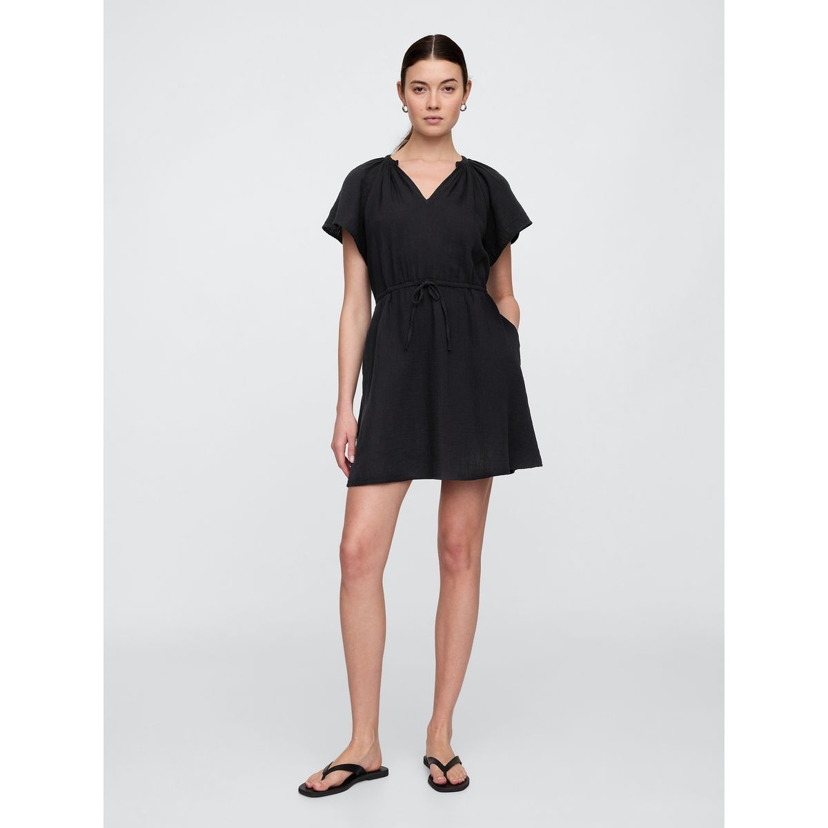 GAP - Vestido Mujer Gasa Negro Gap