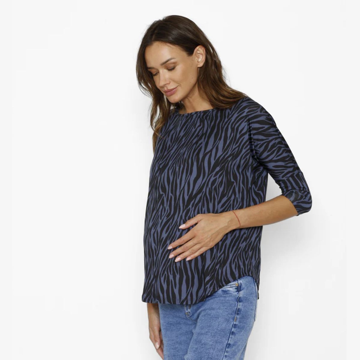 NALA - Polera Maternal Manga Codo Cebra Azul Nala Maternity