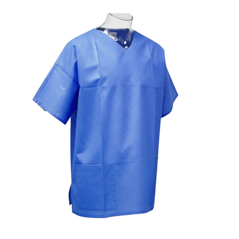 Camisa Clinica Desechable Tela Sms Azul Talla M
