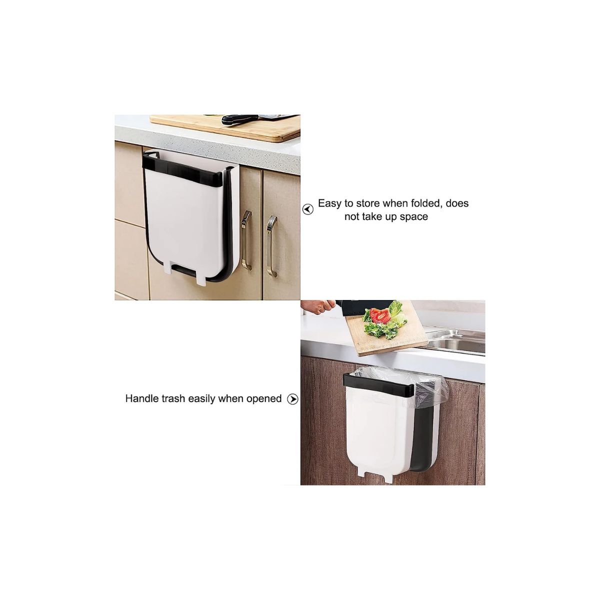 GENERICO - Basurero Plegable Plasticos De Cocina Papelero Basureros Blanco