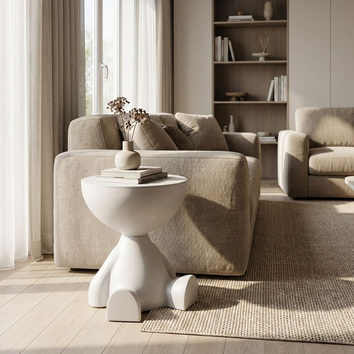 ARMONIA - Mesa Auxiliar Blanca Moderna Decorativa De 41cm