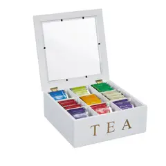 UNIVERSAL - Caja Madera para Té con tapa de Vidrio