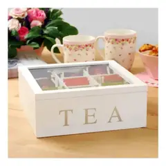 UNIVERSAL - Caja Madera para Té con tapa de Vidrio