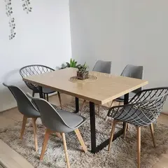 CORI CORI - Comedor Industrial Light 160x90 + (4 Sillas Tulip + 2 Butacas Mesh)