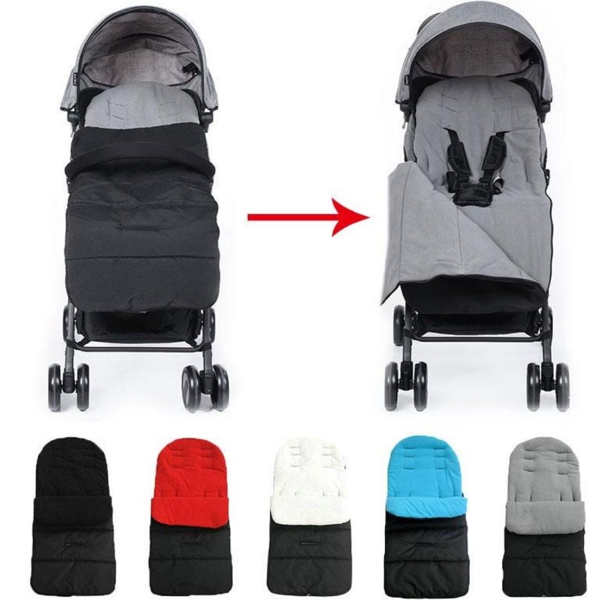 GENERICO - Saco Para Coche de Bebé Impermeable Con Forro Polar Gris