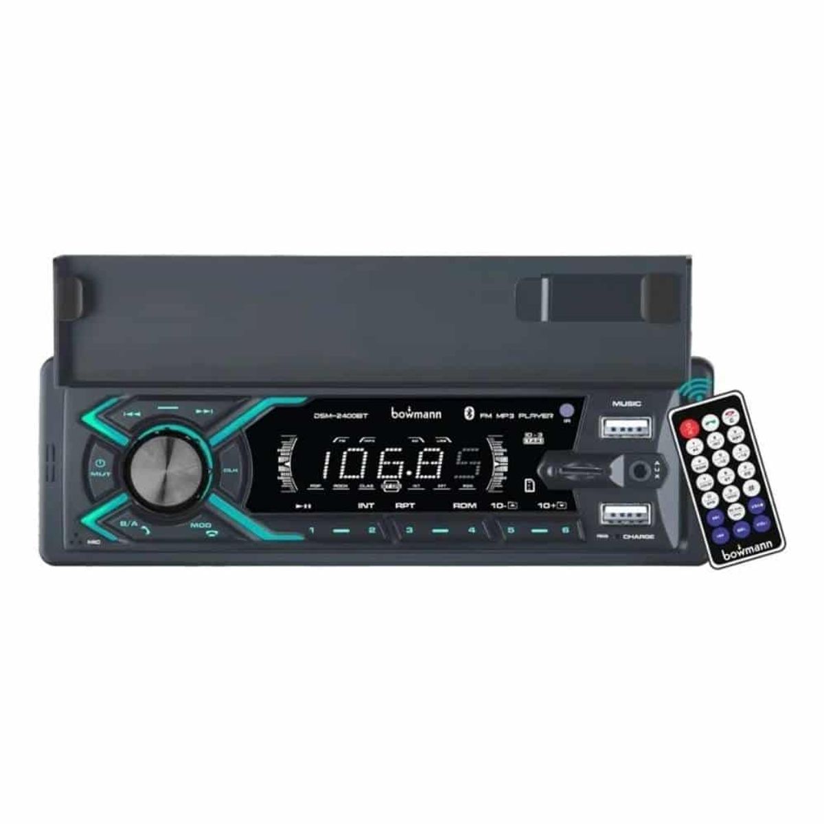 BOWMANN - Radio Auto Bluetooth Con Soporte de Celular Bowmann DSM-2400BT La Revolución en tu Tablero Increíble