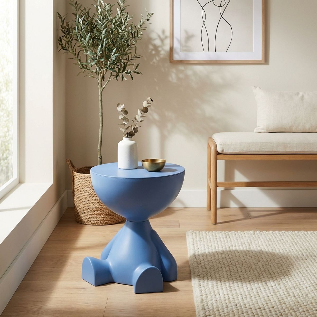 ARMONIA - Mesa Auxiliar Azul Moderna Decorativa De 41cm