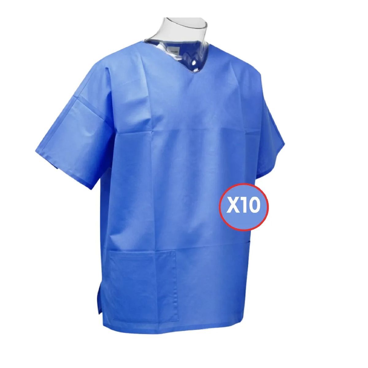 CRANBERRY - Camisa Clinica Desechable Tela Sms Azul Cranberry Pack X10 Talla XL