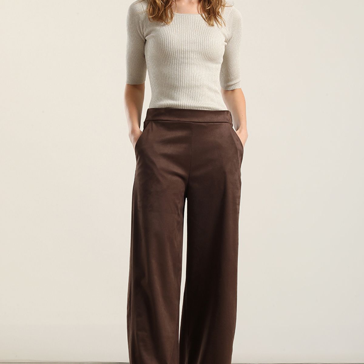 LIOLA - Top basico hilo metalizado, crudo Liola