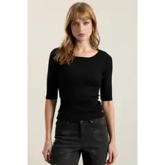 LIOLA - Top basico hilo metalizado, negro