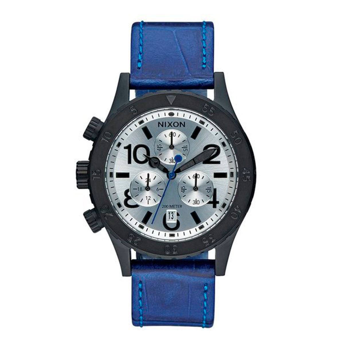 NIXON - Reloj 38-20 Chrono Leather Black Blue Gator Nixon